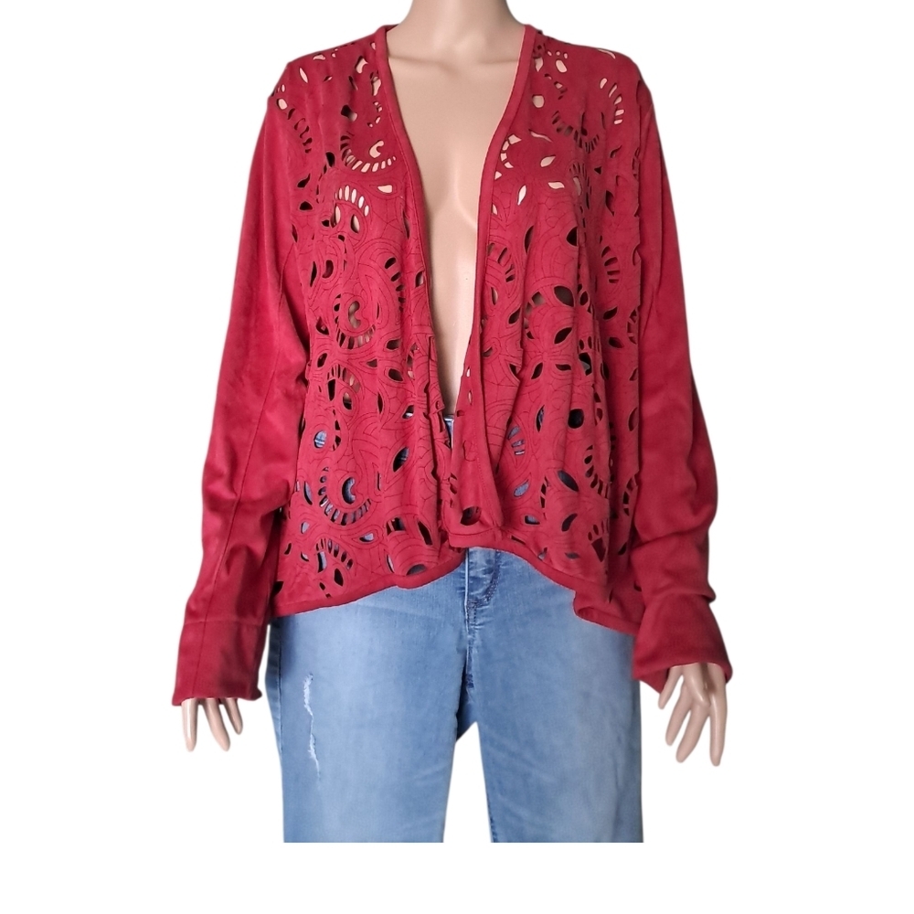 Red Cutout Cardigan